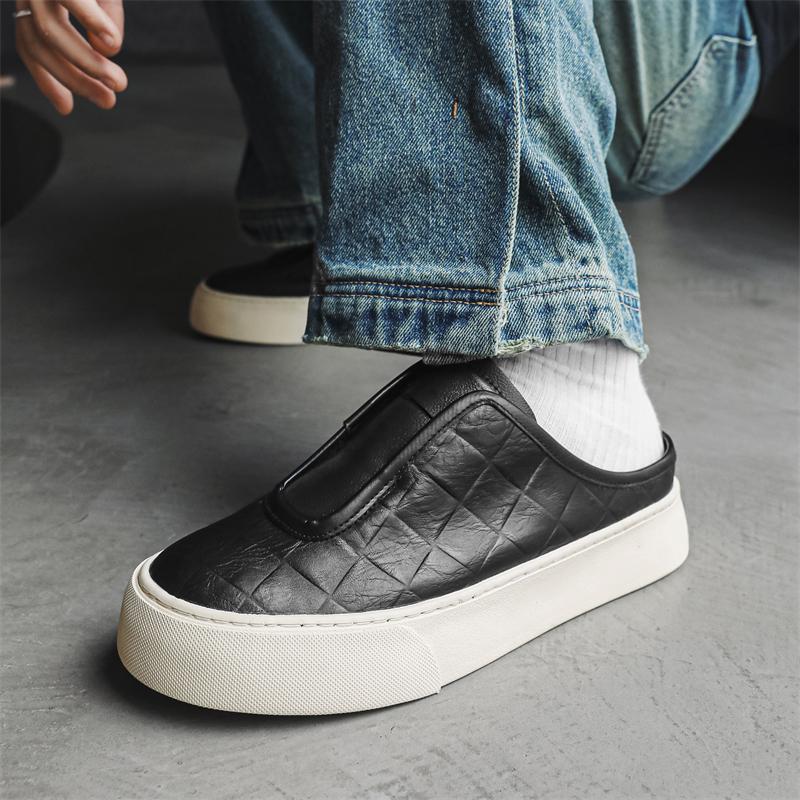 Fashion Men's half slippers Trendy and comfortable styl Leisure Party Outdoor street walking Black versatile Hot sellingyoung people