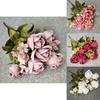 11 Head Polish Rose Buds Silk Flowers For Diy Wedding Decor Home Styling