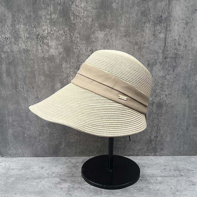 25 French Big-Brimmed Straw Hat Women'S Summer Beach Vacation Travel Sunscreen Sunshade Bucket Hat Foldable