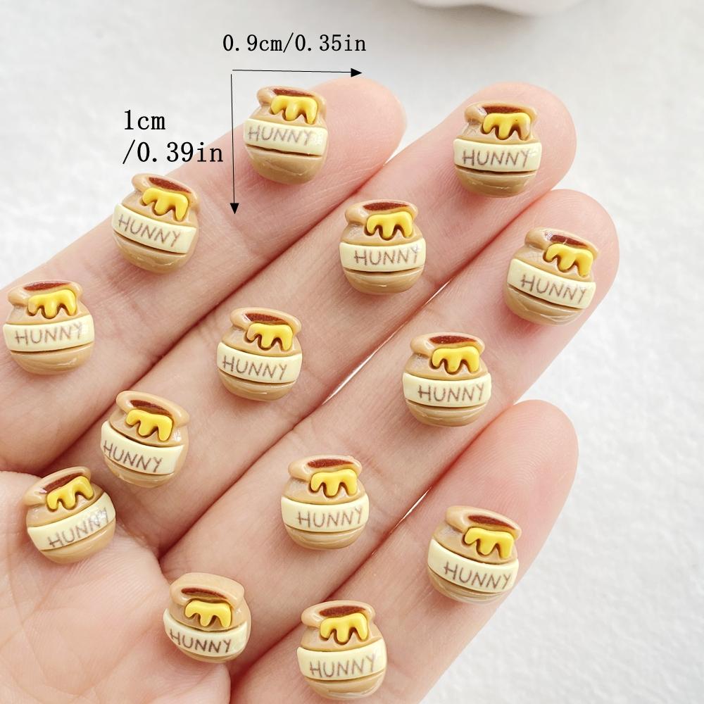 20 Stück Niedliche Mini Cartoon Biene, Honigtopf Nail Art Flatback Strassperle Scrapbook DIY Maniküren Applikationen Zubehör Basteln