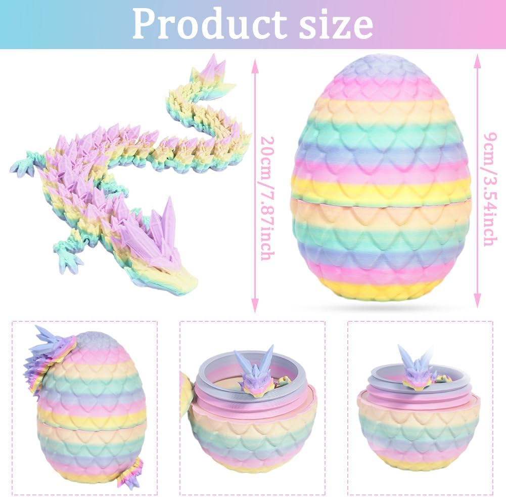 TEOXQPBJ 3D-gedrucktes Drachenei Ostern Mysteriöses Drachenspielzeug Realistische Bewegliche Drachenfiguren Flexible Gelenke Heimdekoration Schreibtischspielzeug Matt