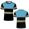 T-shirt da Lavoro di Sicurezza a Strisce Semplice Estiva Casual a Maniche Corte Stampata 3D Top Sportivo da Esterno Casual da Strada T-shirt da Uomo
