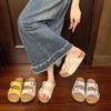 2025 new casual cool slippers summer retro cork bottom thick bottom buckle with casual Boken cool slippers women