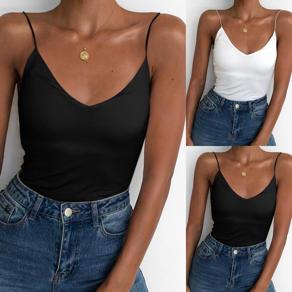Women Fashion Sexy Sleeveless Vest V-neck Tops Tee Vest Blouse Top Shirt