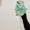 Japanese and Korean wind light green bow is suitable for Apple 17 mobile phone case iPhone16Pro Max wave soft case 14/15.