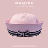 Sailor Hat With Bow Mesh Breathable Cotton For Summer And Spring Wear
