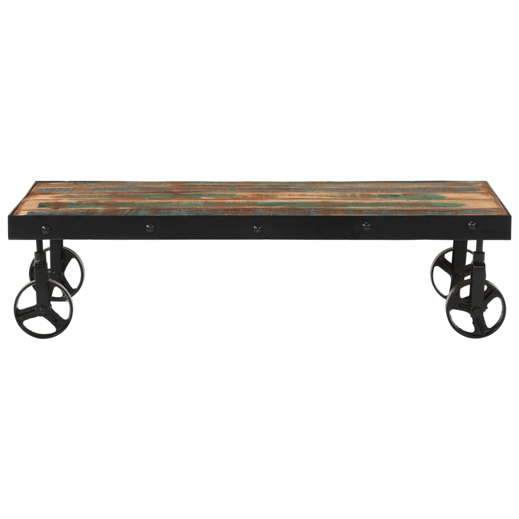Coffee Table with Casters Solid Reclaimed Wood 100 X 55 X 26 Cm