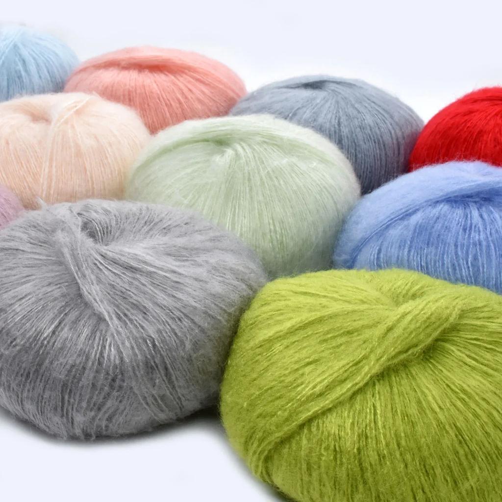 1 stuks 50g Mohair Zijde Wol Garen 15% Wol 15% Mohair 40% Acryl 30% Nylon Zacht Haakgaren Hand Gebreide Sjaal Sjaal 330m/361yd