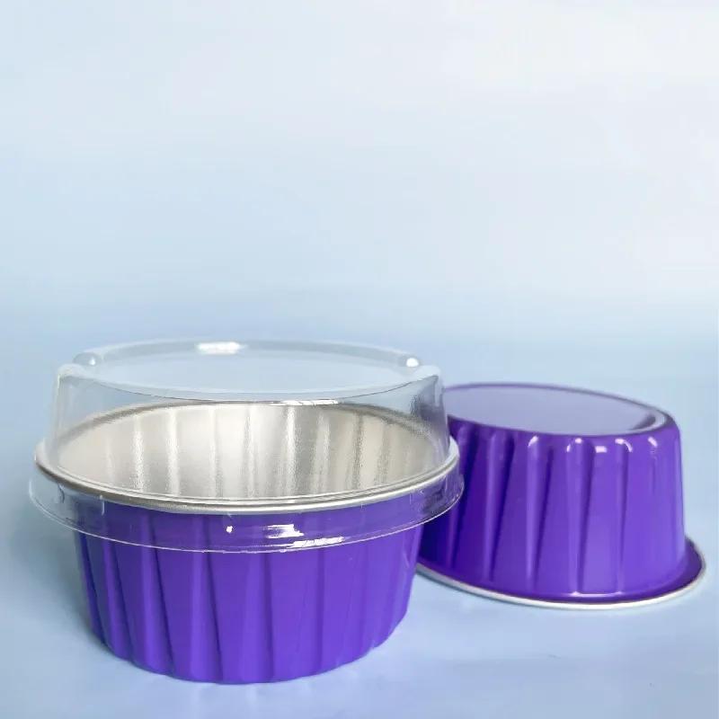 50Pcs Foil Ramekins Cupcake Baking Cups Holders Cases With Lid,Aluminum Foil Cupcake Liners,Muffin Liners Cups With Lid