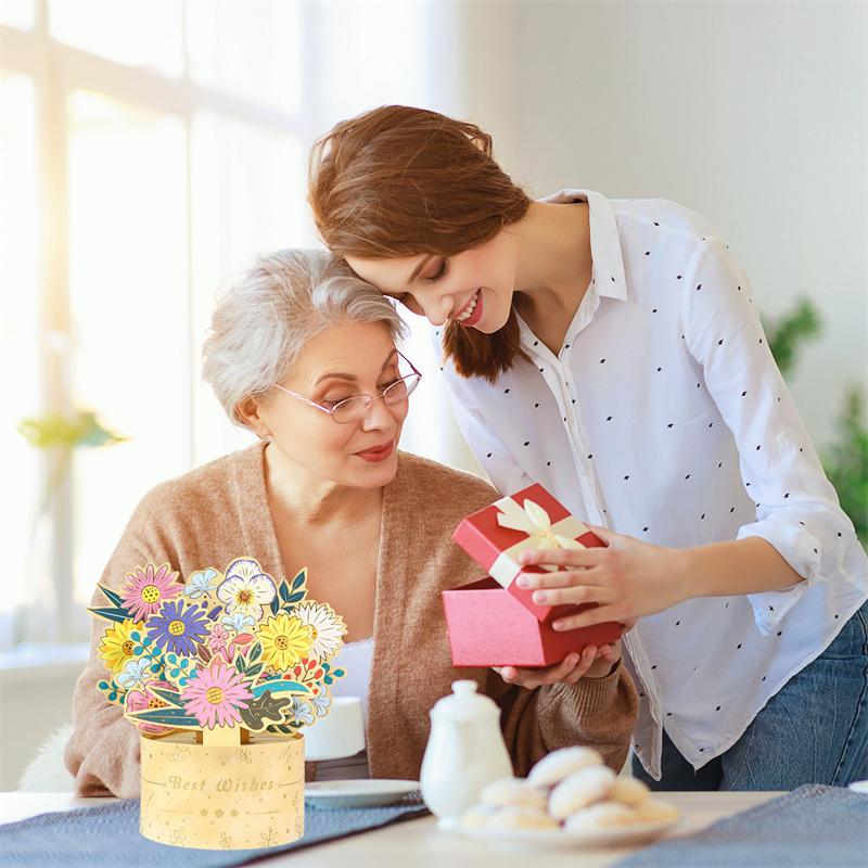 Creative 3D Pop-Up Bouquet Card G Craft Blahopřání Dárek ke Dni matek Valentýna Narozeniny Výročí Papír Holding