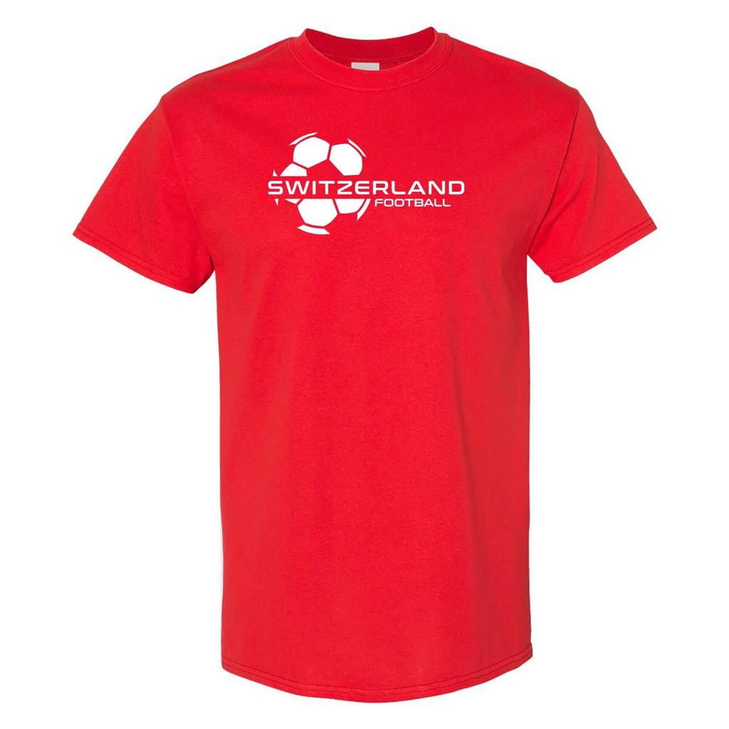 Switzerland Football Strike - Soccer Sports Short Sleeve T-Shirt - Red
