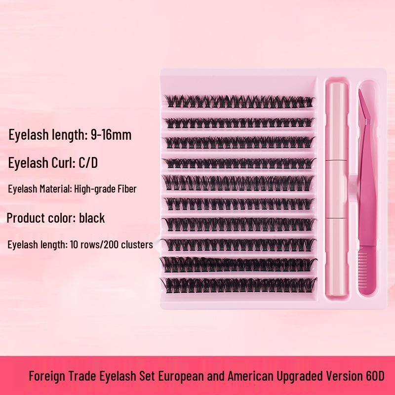 Realistic Self-Adhesive Eyelash Set: Large Capacity, 60P/80P, Ten Rows 60P