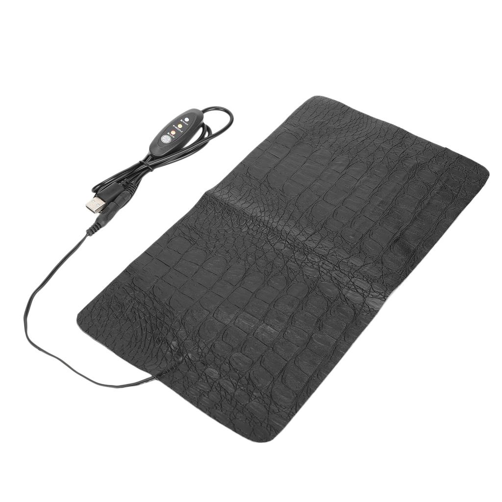 USB Heat Mat for Reptiles PU Leather Anti Scratch Waterproof Heating Pad 3 Levels Temperature Adjustment for Tortoise Lizard