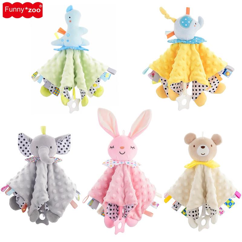 Funnyzoo Baby Animal Soothing Toy & Blanket with Teether and Rattle Bib