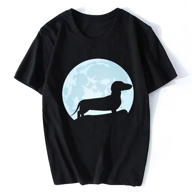

Moon Dachshund Lover T-shirt Men s O-neck Short-sleeved Vienna Dog T-shirt Shirt Clothing Gifts Street Clothing Graphic T-shi... S разноцветный