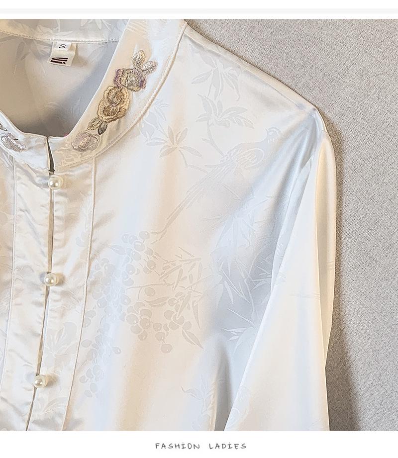 Elegant Chinese Stand Collar Embroidered Jacquard Satin Vest for Women