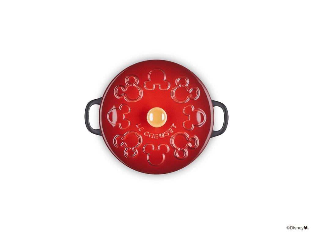 Le Creuset Disney Mickey Mouse Mini Cherry Red and Matte Black Japanese Marmite, [Official Product]