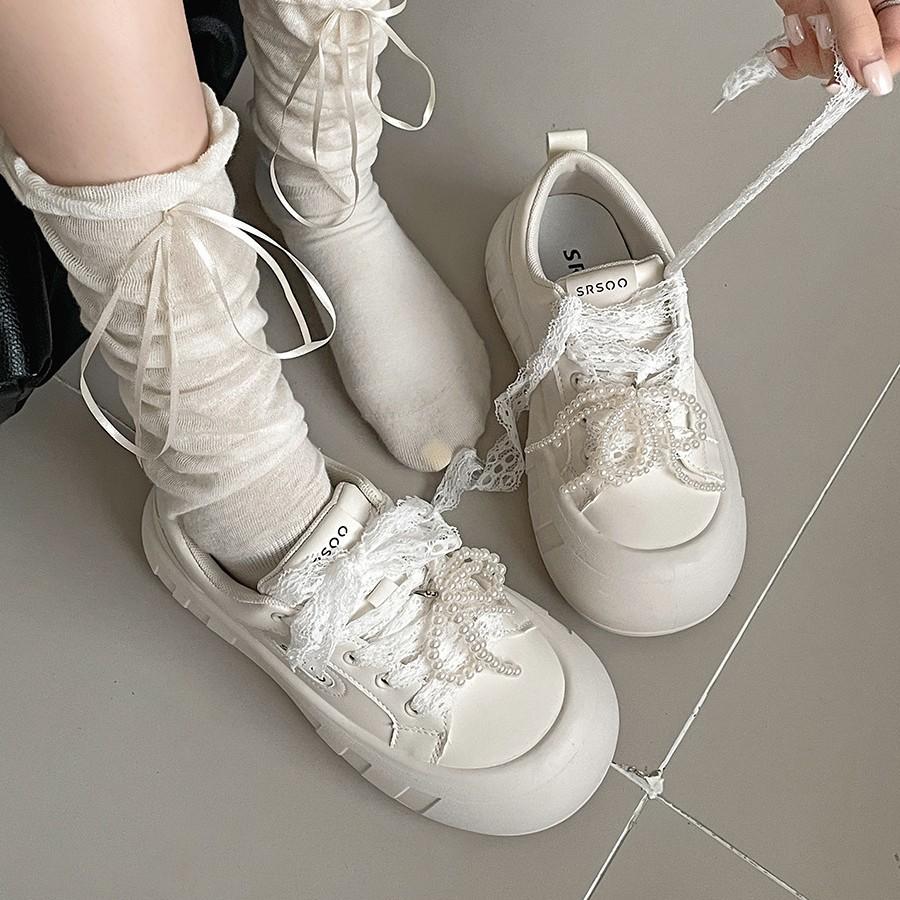 White high-end sense, small thick-soled white shoes, women's 2025 new summer skirt heightening casual board shoes