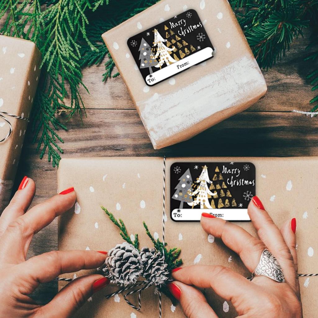 Christmas Tags 250 Piece Cartoon Self-Adhesive Labels Christmas Stickers For Cards For Wrapping Paper Bags Stockings Tree