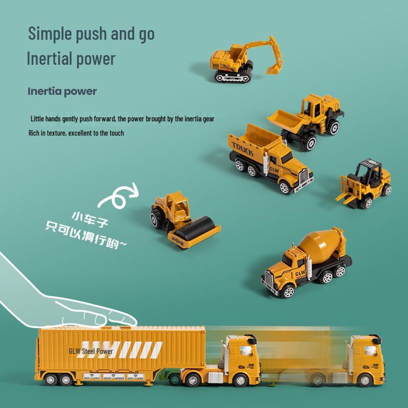 Multifunctional Alloy Construction Truck Toy Set: Excavator, Crane, and Transporter for Children