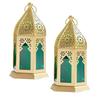Beautiful Home Decorative Lantern Lamp Candle Holder Hanging Lantern Tealight Holder for Diwali Decorative Metal Candle Holder (Gold-Green)
