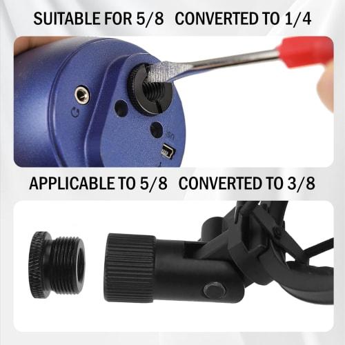 TORMEN 2-Piece Microphone Stand Adapter Screw Adapter Thread 1/4 Female to 5/8-27 Male, 3/8 Female to 5/8-27 Male Screw for Tripods, Microphone Stands