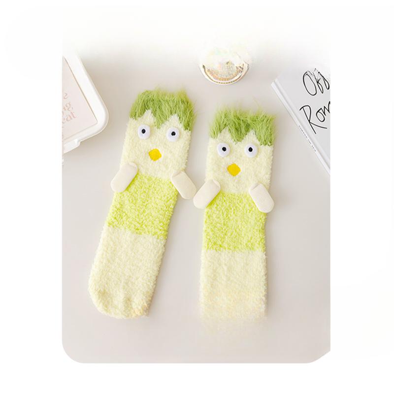 

Жіночі осінньо-зимові потовщені потворні милі монстри чорний кіт смішний пінгвін шкарпетки для сну для підлоги 1 pair