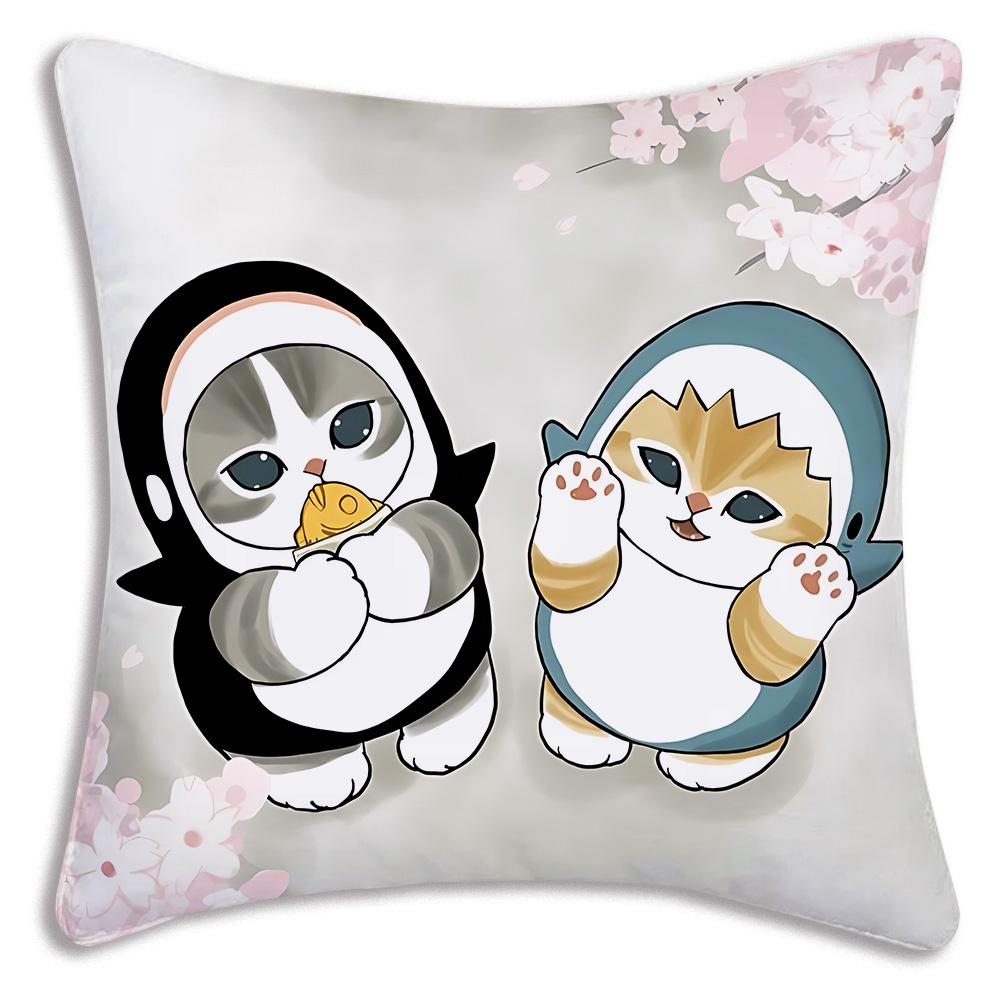 Cute Mofusands Pillow Covers Cartoon Sofa Decorative Home Double-Sided Printing Short Plush Cute Cushion Cover
