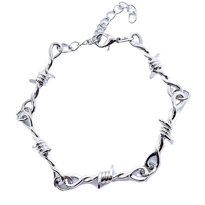 Unisex Gothic Punk Hip Hop Barbed Wire Thorn Chain Necklace