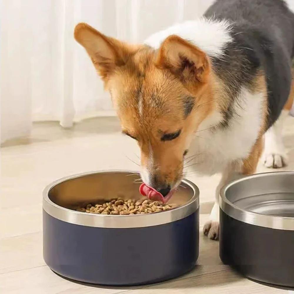 Custom Stainless Steel Dog Cat Bowl Double Vacuum Feeding Pet Bowl Large Capacity Dog Food Water Bowl Dog Accessories Puppy