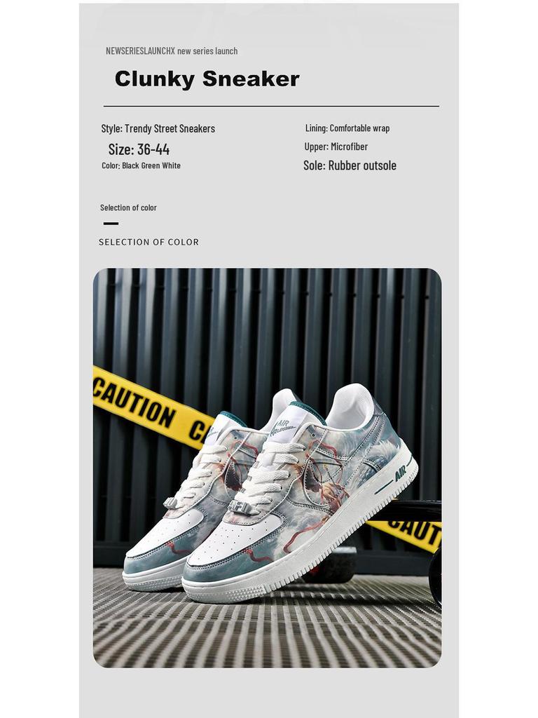 Nezha Jahr der Schlange Air Force One Low-Top Weiße Freizeitsneaker - Unisex