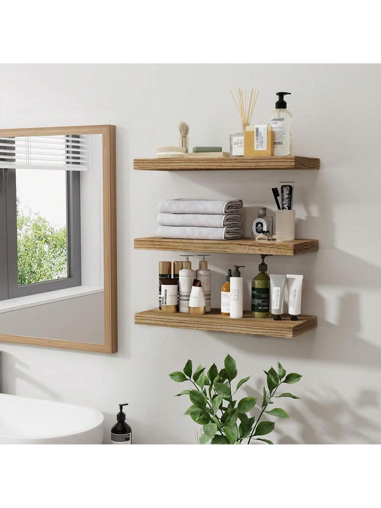 1 Pc Wooden Floating Wall Shelf Rustic Wood Shelves for Wall Storage Nordic Home Decoration Wall Hanging Shelf Gift Storage Rack