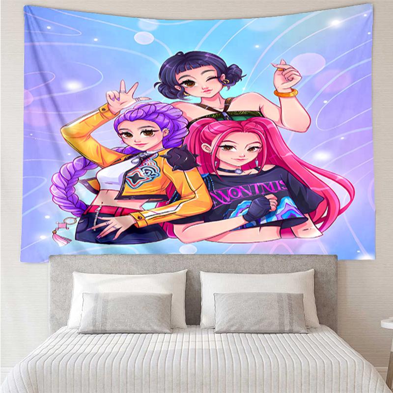 Kpop Hunter Tapestry for Bedroom Aesthetic Classroom Tapestries Wall Hanging for Living Room Dorm Office,Ideal Creative Gift