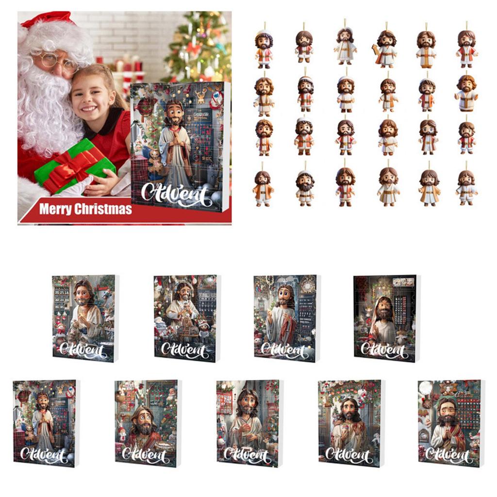 -Day Christmas Countdown Advent Calendar with 2D Acrylic Ornaments, Hanging Tree Decor Set