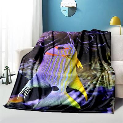 Mořské ryby Měkký plyšový pohovkový přehoz Kreslený piknikový tenký přehoz Moderní flanelová deka Potisk Přikrývka Dárek
