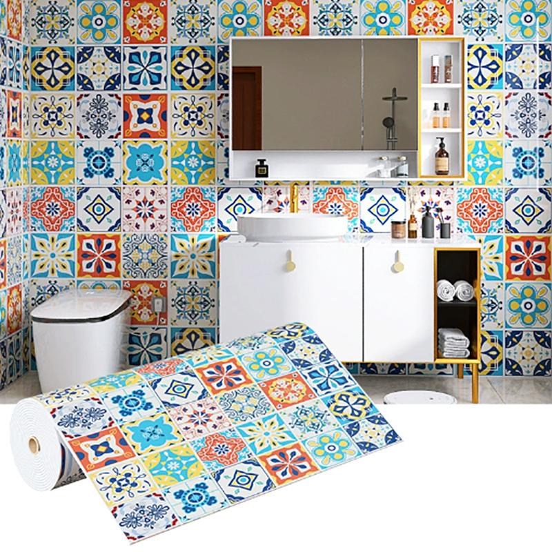 Autocolant rezistent la ulei și căldură pentru bucătărie, stil european, cu grilă, 0,4 x 1m, tapet pentru blatul de bucătărie