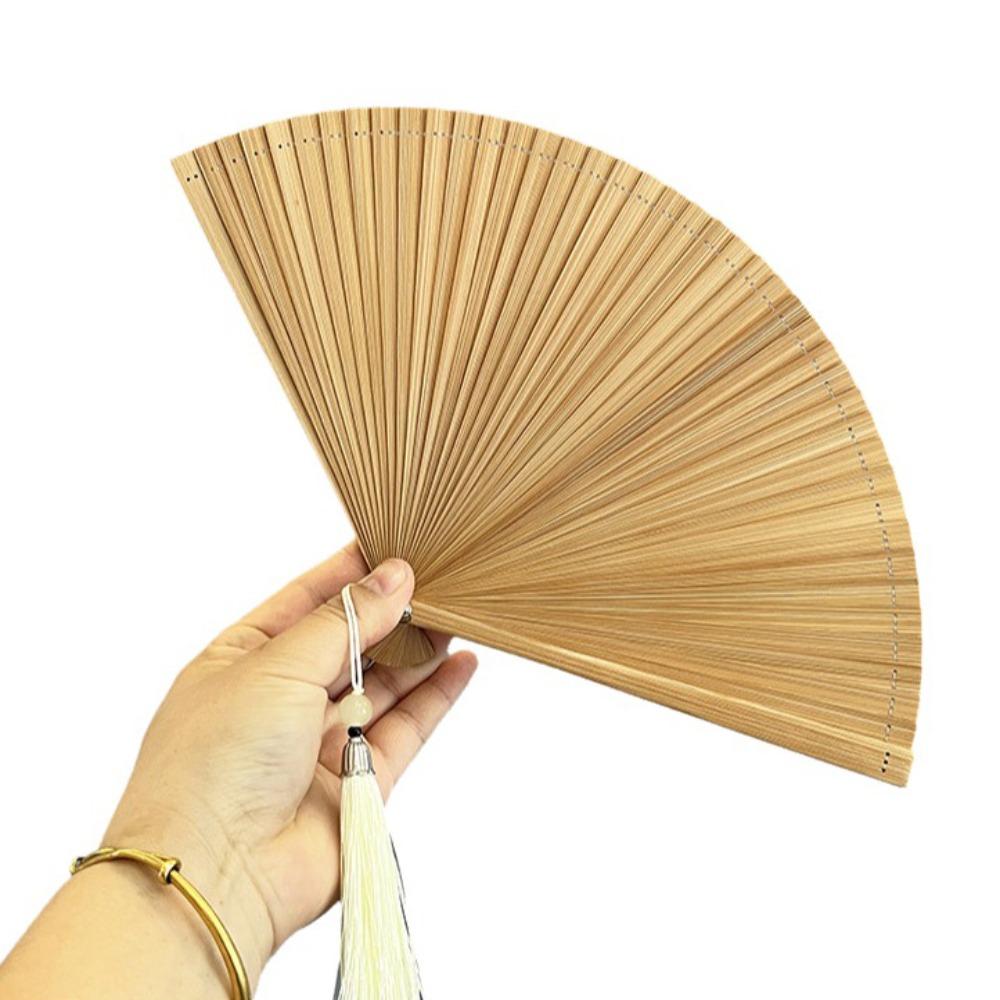 Chinese Style Tassel Folding Fan Solid Color Kimono Fan Elegant Handheld Fans  Wedding Party Decor