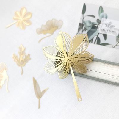 Office Supplies Student Gifts Reading Mark Leaf Metal Bookmark Books Accessories Brass Book Clip