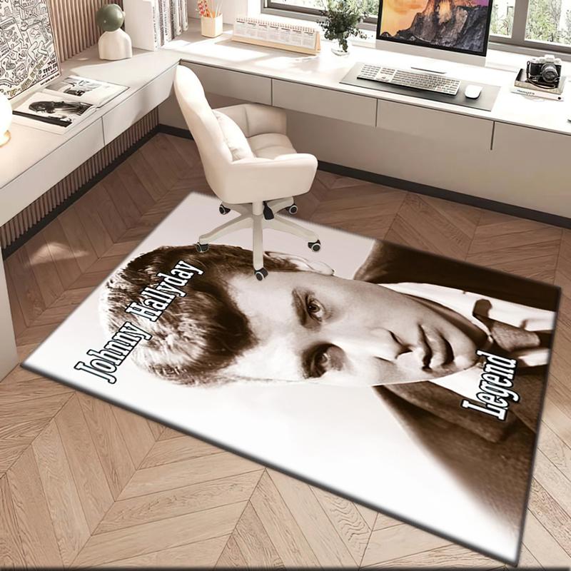 1pc Johnny Hallyday Retro Records Carpet Rug for Living Room Bedroom Home Sofa Decoration,Kids Play Non-slip Floor Mat