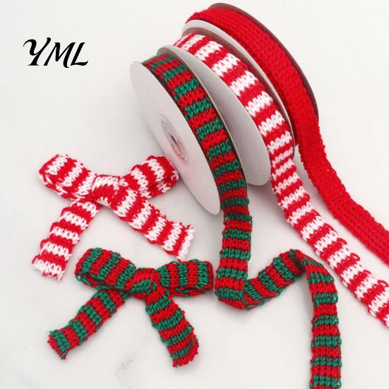 Christmas Theme Ribbon for Gift Boxes 5m Woven Wrapping And Bouquet Packaging, Decorative Holiday Packaging Knit Crafts DIY Bow Making, 0.7"