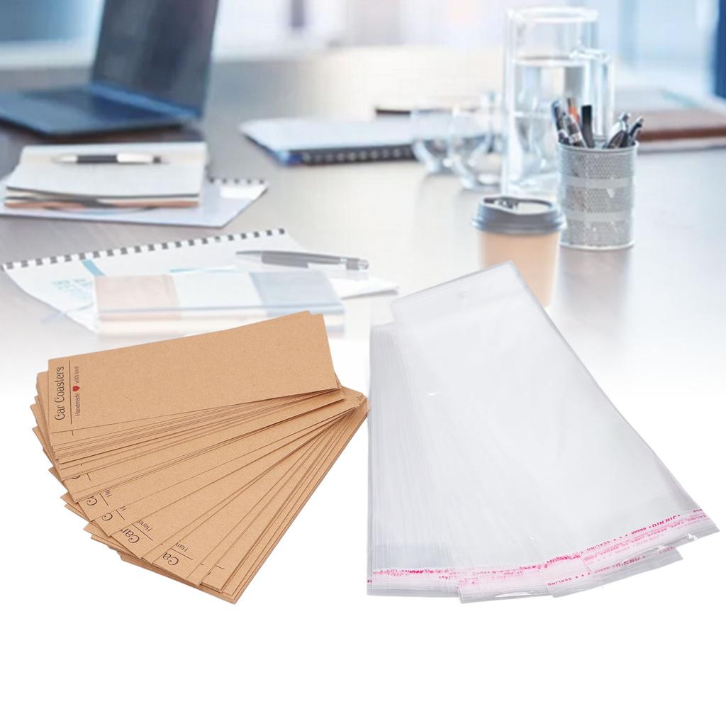 Kraft Paper Car Coasters, 50PCS Drink Coaster Blanks Set with Sling Bags for Craft and Gift Making