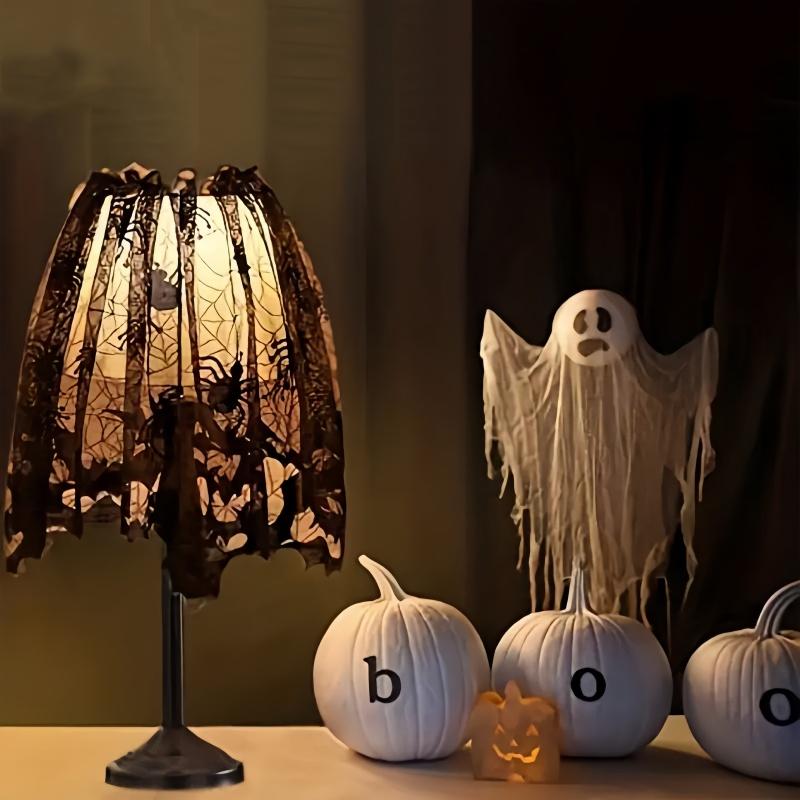 2 pieces of Halloween lampshade black lace spider web fabric lace spider web, Halloween themed party decoration
