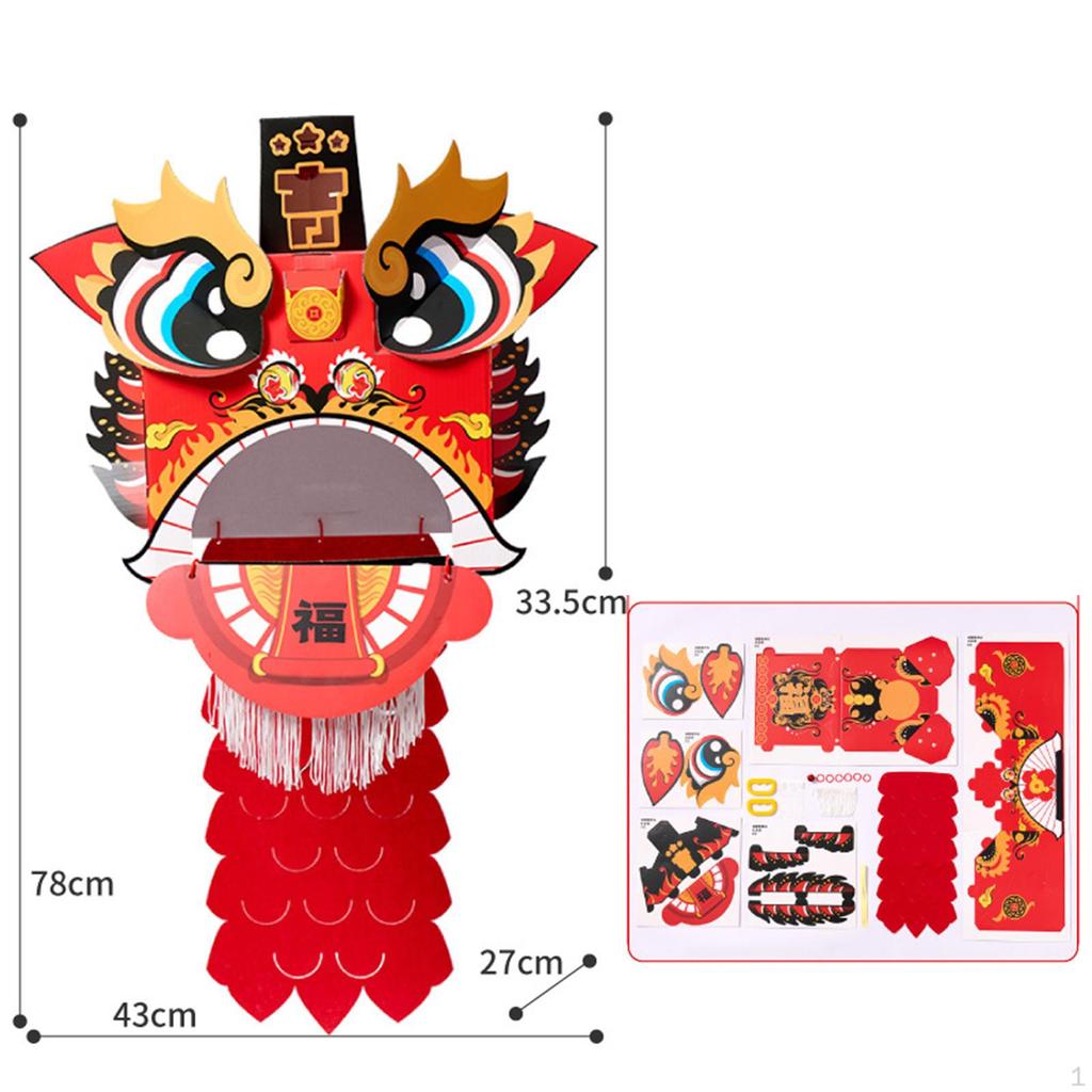 Chinese Lion Dance DIY Crafts Kit Year Decoration, Handmade Head Ornament for