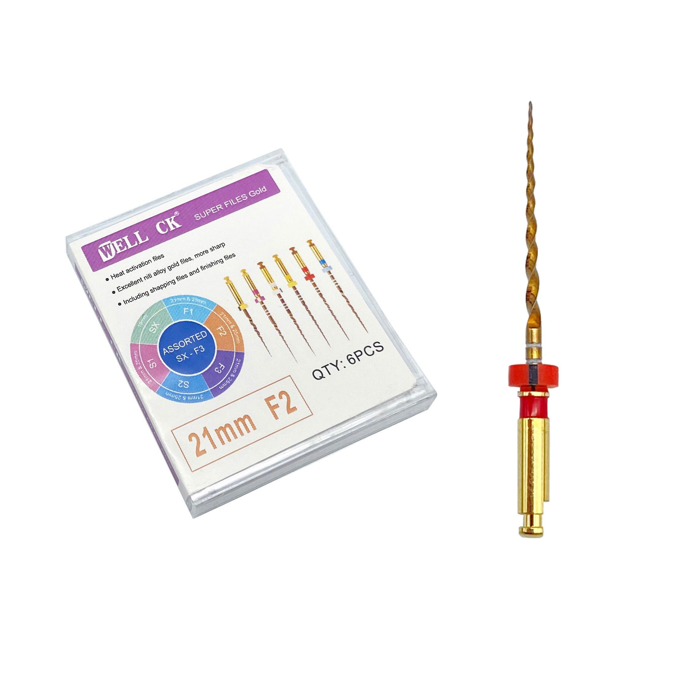 Зубной файл корневого канала, золотые эндодонтические суперфайлы, золотые эндодонтические файлы, 25 мм, никель-титан 21mm F2