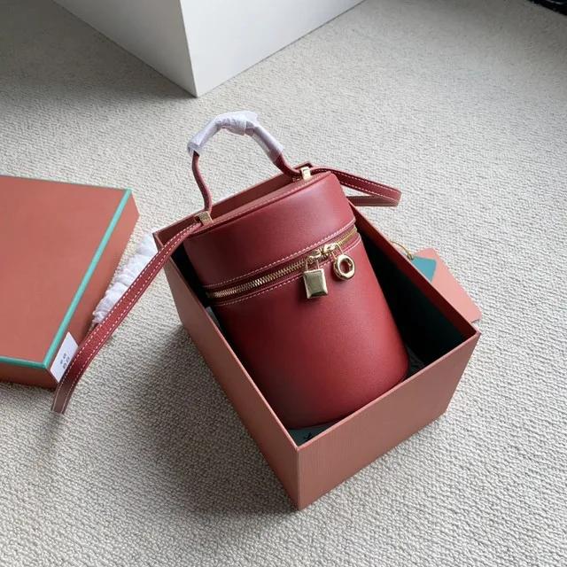 Cowhide Casual Crossbody Fashion High-end Luxury Brand Designer Mini Cylindrical Travel Purse Women's Cylindrical Shoulder