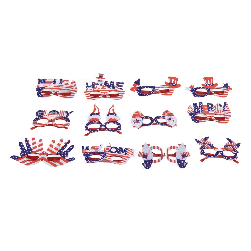 12pcs American Independence Day Glasses American Flag Holiday Glasses for Photo Props Party Favors