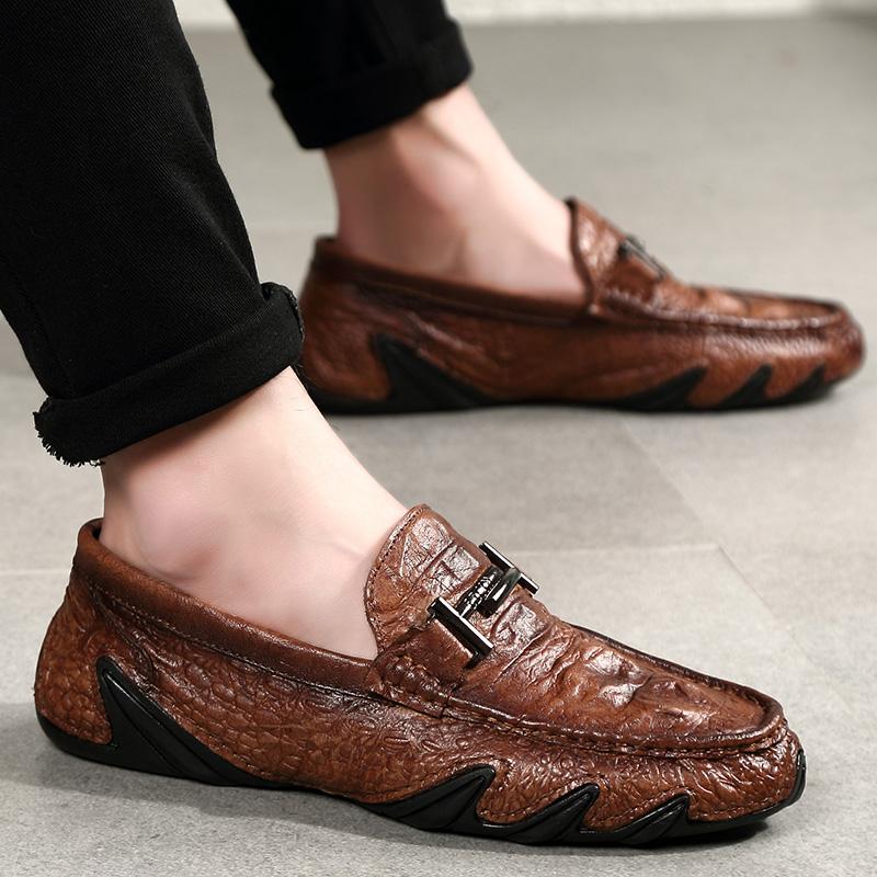 Echtes Leder Herren Freizeitschuhe Luxus Designer 2026 Herren Loafer Mann Mokassins Atmungsaktiv Zum Hineinschlüpfen Schwarz Braun Fahrerschuhe