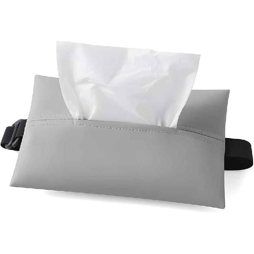 YoRise Car Tissue Holder, PU Leather Car Napkin Holder with Adjustable Strap, Center Console Tissues Box Cover, Sun Visor Organizer Keep Auto Tidy,