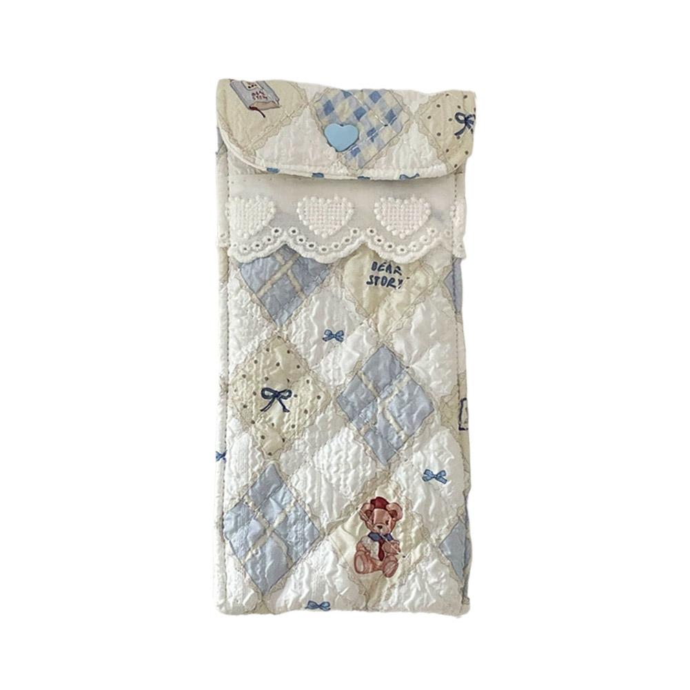 Niedliches Cartoon Weiches Brillenetui Doppelbrillenetui Sonnenbrillen Reisebeutel Floraler Quetschverschluss Haltertasche Brillentasche für Damen