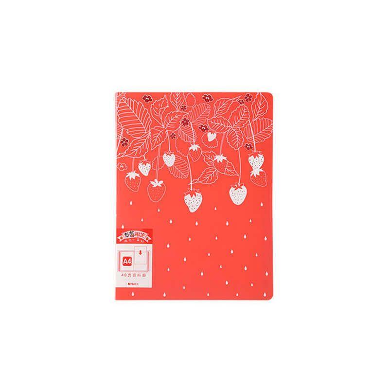 Chenguang Strawberry Limited 40 Pages Info Booklet A4 Good-looking Test Paper Storage Book Collection Book Transparent Page Folder Red 40 Pages